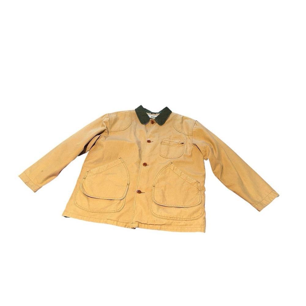 L.L. Bean Tan Jacket with Green Collar